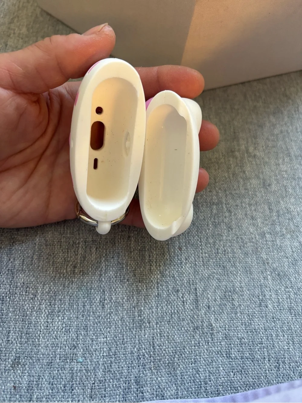 Hello Kitty White and Pink Silicone AirPods Case with Keyring Charm